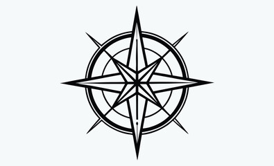 Compass rose silhouette, Compass rose or windrose,  rose of the winds flat icon for apps and websites 