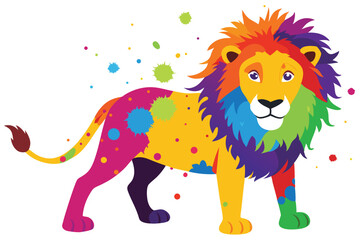 Lion multicolor digital illustration portrait.