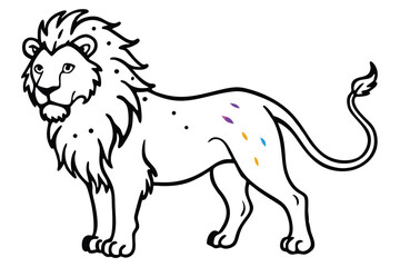 Lion multicolor digital illustration portrait.