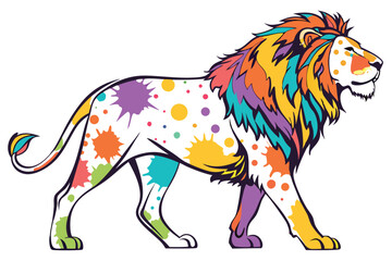 Lion multicolor digital illustration portrait.
