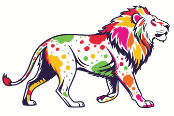 Lion multicolor digital illustration portrait.
