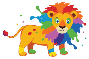 Lion multicolor digital illustration portrait.