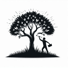 Tropical Plants and Trees Silhouette Set &ndash; Vector Collection of Palm Trees, Leaves, and Botanical Elements in Black and White