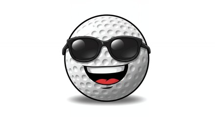 Funny golf ball emoji playful sports illustration