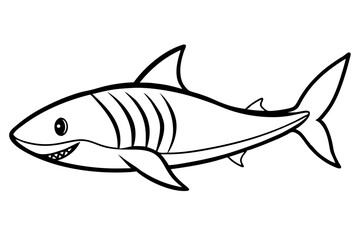 Shark line art vector illustration and white background