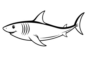 Shark line art vector illustration and white background