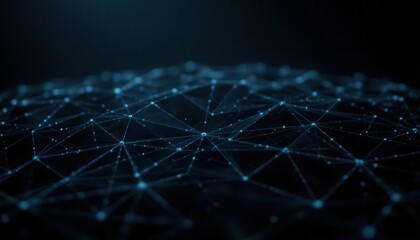 Obraz premium Dynamic Abstract Plexus Geometrical Background with Lines Digital Visualization Technology Dark Environment Close-up View