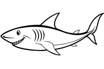 Shark line art vector illustration and white background