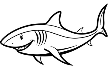 Shark line art vector illustration and white background