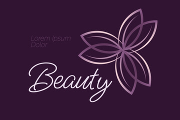 Beauty Logo Template with Floral Illustration