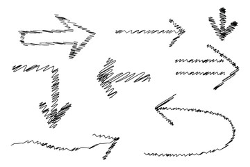 Set of hand drawn doodle scribble arrow shape design element