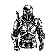 Vintage style illustration of a medieval warrior 