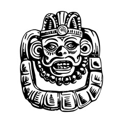 A vintage style illustration of ancient maya jewellery