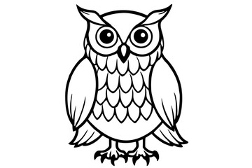 Owl line art vector illustration and white background