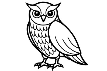 Owl line art vector illustration and white background