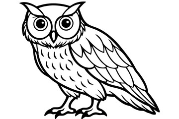 Owl line art vector illustration and white background