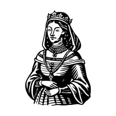 A glyph style illustration of a noble lady 
