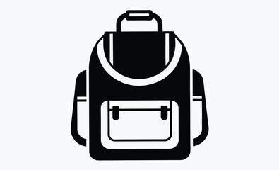 School bag backpack silhouette, Schoolbag,  school bag backpack with straps flat vector icon for apps and websites 