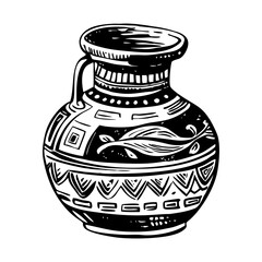 A vintage style illustration of a spouted jar 