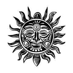 Fototapeta premium Maya sun dog illustration in vintage style 