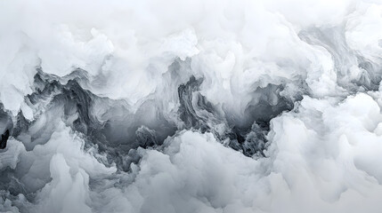 Dynamic cloud formation abstract art digital imagery pure white background aerial view nature concept