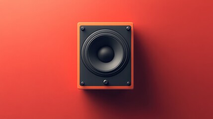 Close-up of a vintage-style orange speaker box.