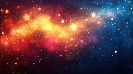 Obraz premium A vibrant cosmic landscape, filled with colorful nebulae and twinkling stars.