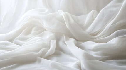 Obraz premium Flowing white fabric drapery studio setting textile photography minimalist aesthetic soft light