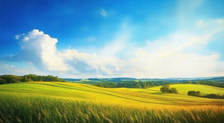 Obraz premium art rural landscape. field and grass