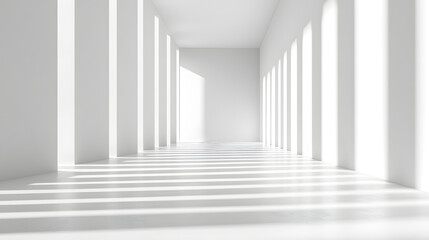 Obraz premium Calm minimalist interior design spacious white room architectural photography bright environment perspective