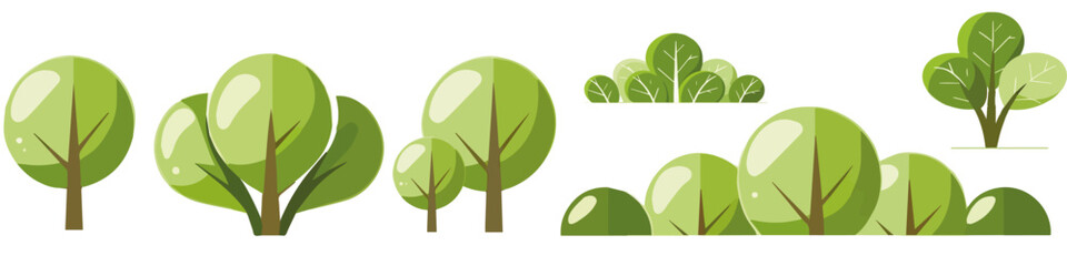 Hand drawn shrub bush shrubbery tree. set of garden plant element. Eco element