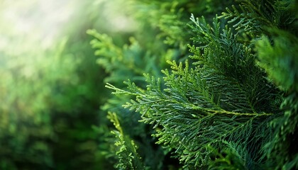 Fototapeta premium green thuja branches closeup