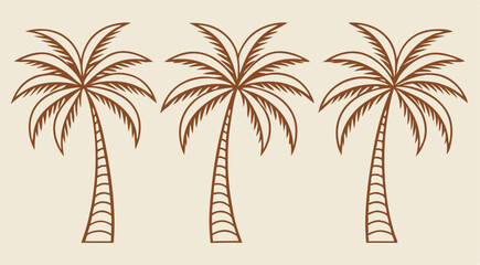 Naklejka premium Abstract Palm Tree Vector Set – Minimalist Tropical Silhouettes in Warm Tones