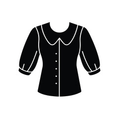 Silk Blouse with Puff Sleeves Silhouette Icon Vector