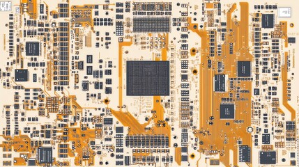 Exploring Detailed Motherboard Components with Intricate Circuitry and Data Processing