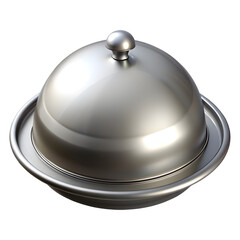 Silver Dome Plate with Handle: 3D Rendering Serving Dish