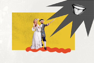 Creative trend design collage sketch of costume vintage aristocracy dress opulence style young man...