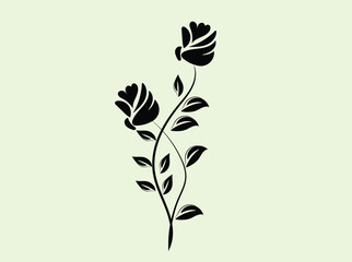 Elegant Black Rose Floral Design on Pale Green Background