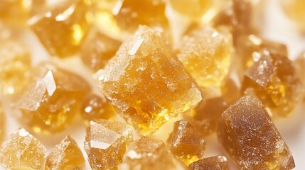 Close Up of Golden Brown Sugar Crystals Pile for Food Photography