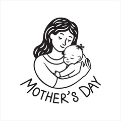 Obraz premium happy mothers day silhouette vector art illustration
