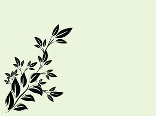 Elegant Black Floral Corner Design on Pale Green Background