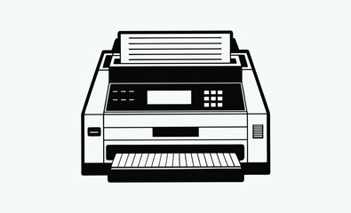 Dot matrix printer silhouette, Dot matrix printer silhouette vector style illustration, rinter side view graphic