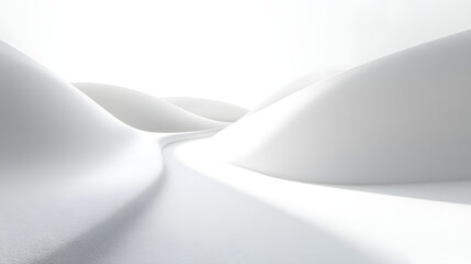 Serene abstract landscape pure white background minimalist visuals tranquil environment wide view
