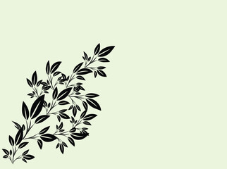 Elegant Black Floral Branch Design on Pale Green Background