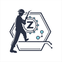 Obraz premium Digital Nomad Silhouette with Futuristic Circuit Design