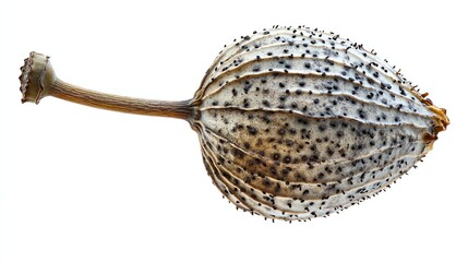 Fototapeta premium Dried Poppy Seed Pod Close-up on White Background for Nature Illustration