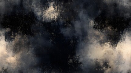 Abstract digital painting of textured dark and light clouds.