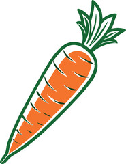 Vector Illustration of Fresh Carrot with Detailed Leaves – Organic Root Vegetable Design for Healthy Food, Farming, and Nutrition Concepts