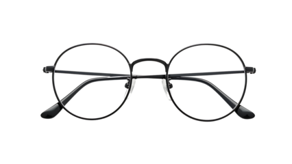 Modern Black-Framed Glasses Isolated on Transparent Background