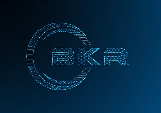 BKR low poly letter logo vector design. BKR lower poly logo design.